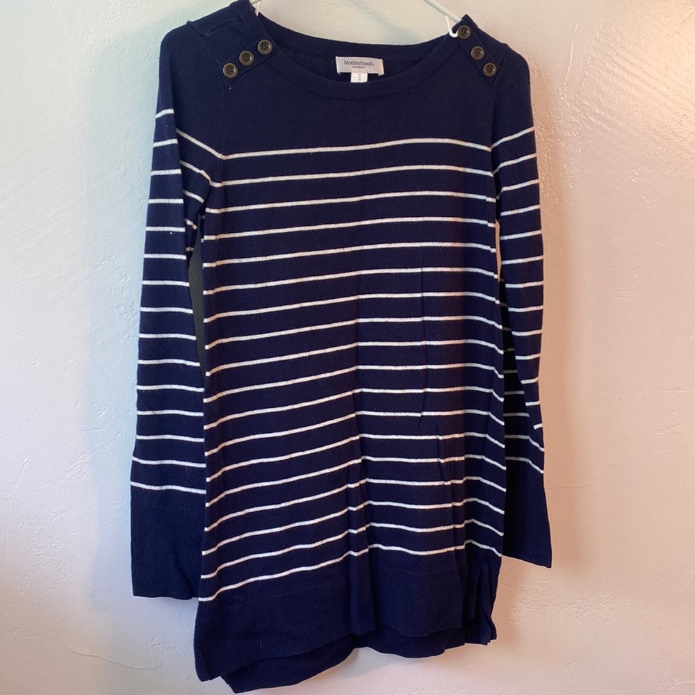 Navy with white stripe maternity sweater